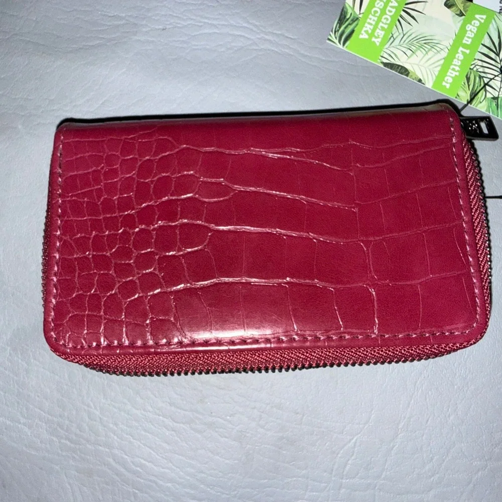 Badgley Mischka Bundle - Wine Red Purse and Croco Embossed Vegan Leather Wallet